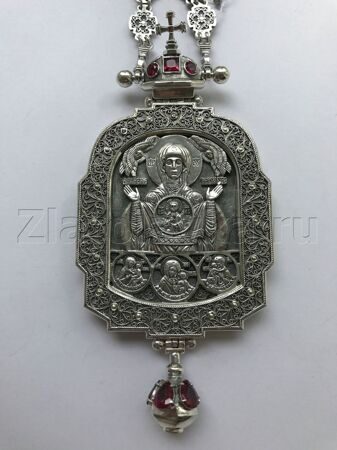 Панагия серебряная с цепью